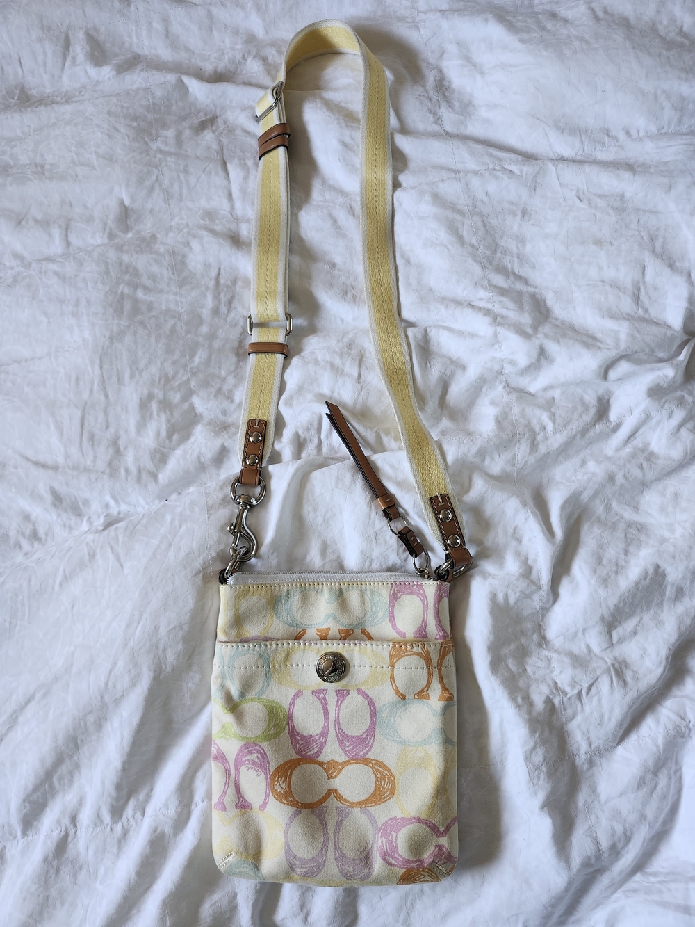 Coach Yellow Multicolor Scribble C Pattern Crossbody Bag